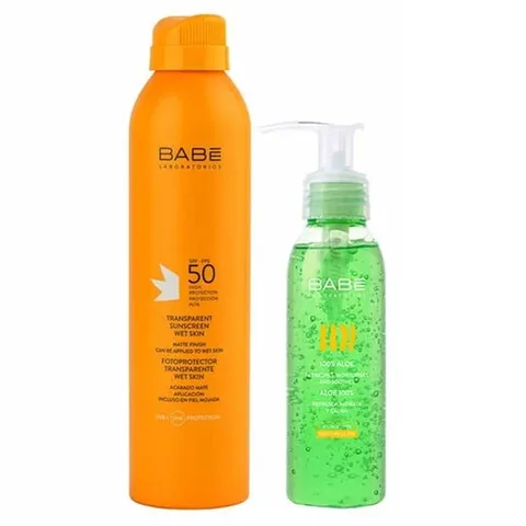 Солнцезащитный крем Babe SPF 50+ для влажной кожи + Гель алоэ вера Babe
