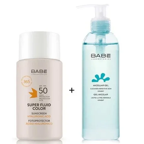 Бейб Супер Флюид Цвет SPF50+ 50 мл + Минеральный Гель 90 мл Подарок