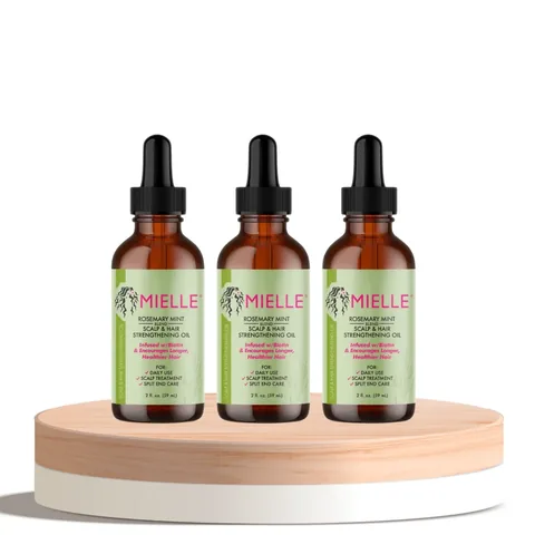 Mielle Organics عرض زيت اكليل الجبل والنعناع من ميلي أورجانيكس، ثلاث عبوات 59 مل