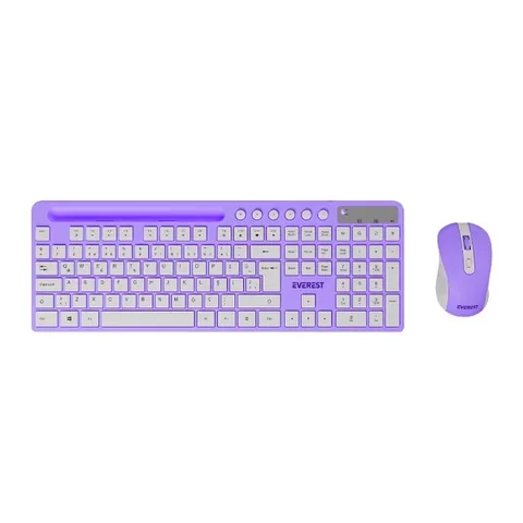 Everest KM-730 Lila Weiß Kabelloses Tastatur- und Mausset