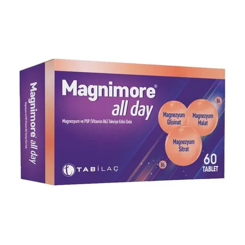 Magnimore All Day Magnesium and P5P (Vitamin B6) Dietary Supplement 60 Tablets