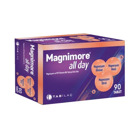 Magnimore All Day Magnesium and P5P (Vitamin B6) Dietary Supplement 90 Tablets