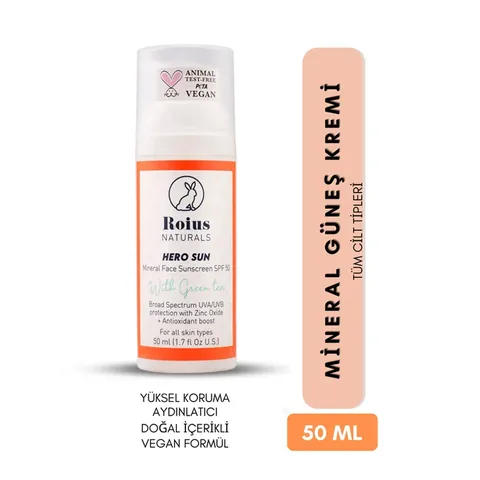 Roius Naturals Hero Sun Mineral Spf50+ Face Sunscreen 50 ml