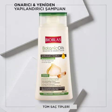 Bioblas Duftfreies Knoblauch Shampoo für Alle Haartypen 360ml