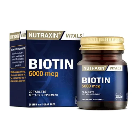 Nutraxin Biotin 5000 mcg Dietary Supplement 30 Tablets