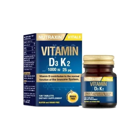 Nutraxin نيوتراكسين فيتامين د3 وفيتامين ك2، غذاء مكمل غذائي، 120 قرصًا