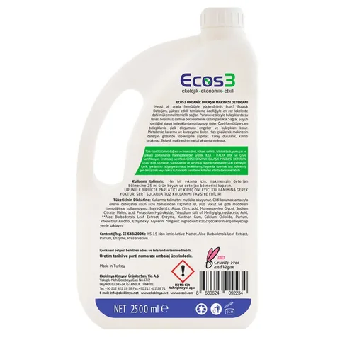 Ecos3 Ecological Dishwasher Detergent 2500 ml