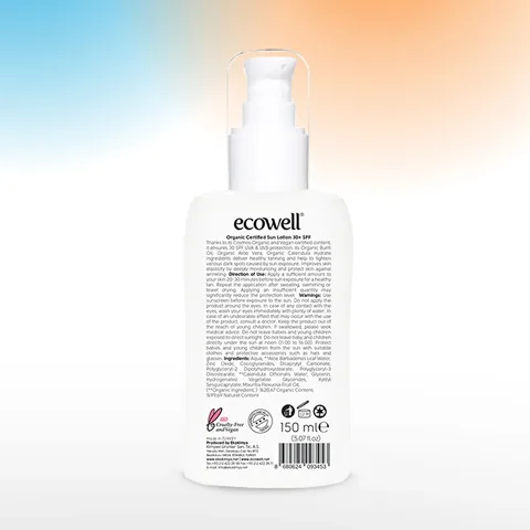 Ecowell Organic Sun Lotion Spf 30 150 ml