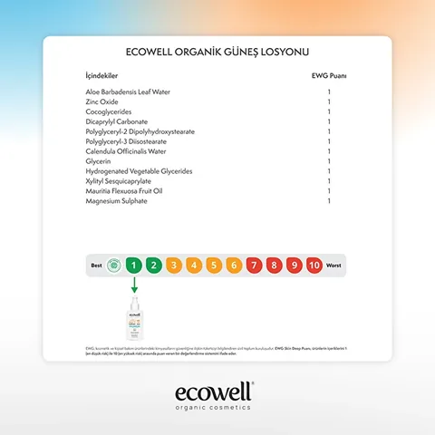 Ecowell Organic Sun Lotion Spf 30 150 ml