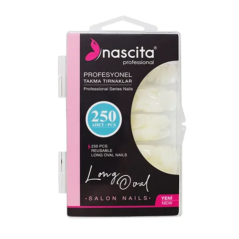 Nascita أظافر ناسيتا الصناعية 250 قطعة في علبة (بيضاوية طويلة)