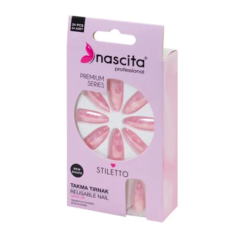 Nascita umweltfreundliche rosa Marmor Kunstnägel - 24 Stück