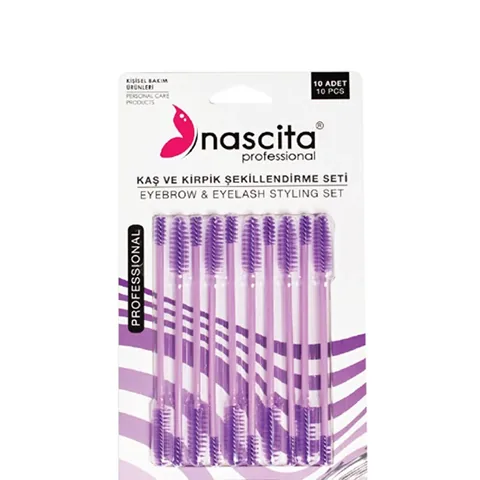 Набор кистей для бровей и туши 10 шт. фиолетовый от Nascita