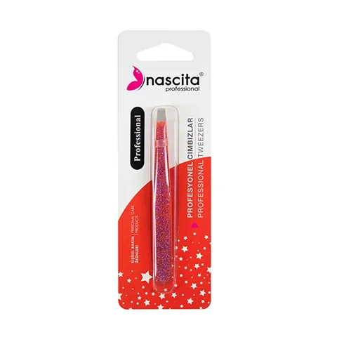 Пинцет для бровей Nascita Professional плоский с блестками