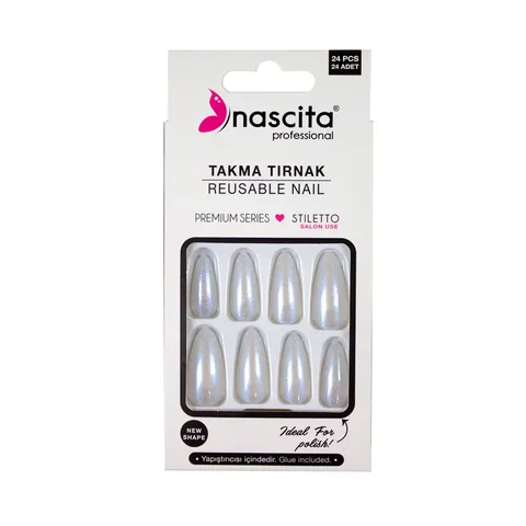 Nascita 24 Stück Perlen Kunstnägel Set - Einfache Anwendung & Schicker Look