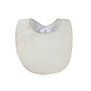 Babyjem Ecru Muslin Bib with Teething Ring & Adjustable Snaps