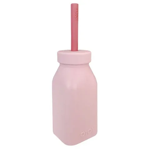 OiOi Pink Velvet Rose Flasche mit Strohhalm für 6 Monate+ Kinder