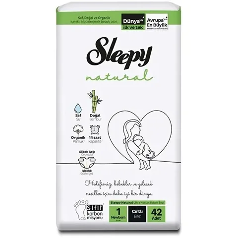 Sleepy Naturals Bio-Velcro-Windeln für Neugeborene 42er-Pack