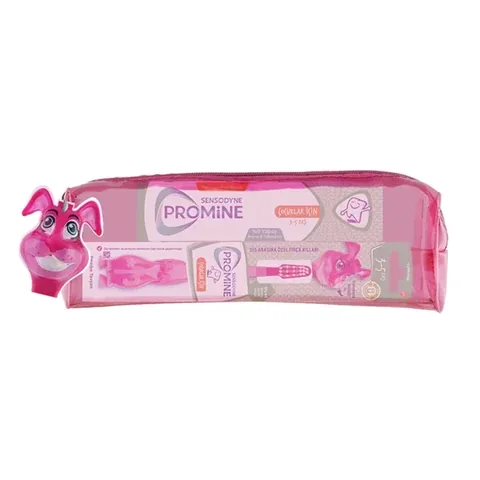 Зубная паста Sensodyne Promine Kids 3-5 и набор с зубной щеткой в сумке с кроликом