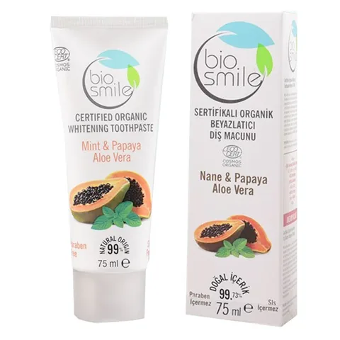 Biosmile Bio-Zahnpasta Whitening mit Minze &amp; Papaya 75ml
