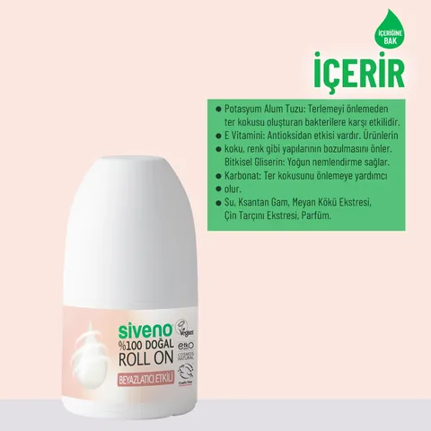 Siveno Natural Roll On Whitening Effect 50 ml