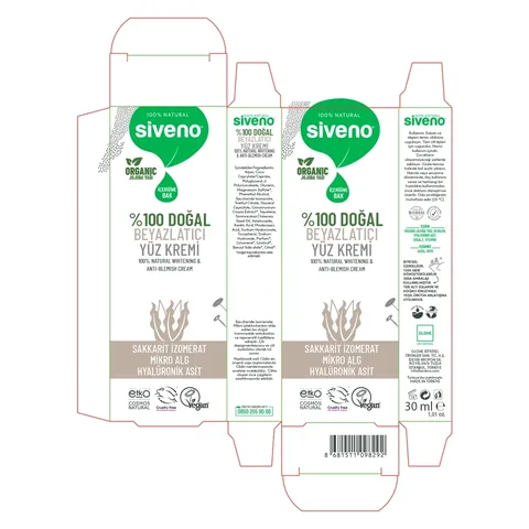 Siveno %100 Natural Whitening Face Cream 30 ml
