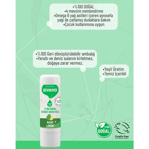 Siveno Natural Lip Balm Mint and Lemon 6 gr