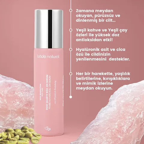 Bade Natural Rose Quartz Serum Roll-On 10 ml - Antioxidant & Vegan