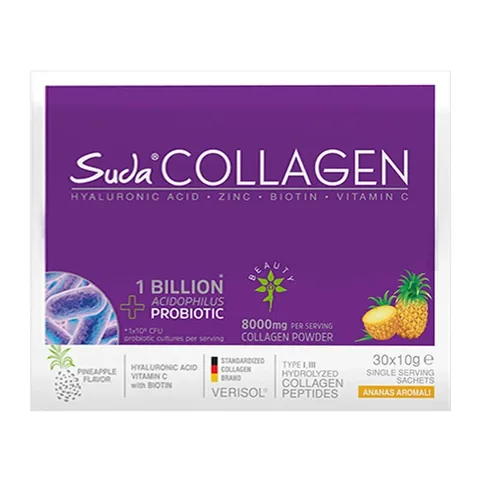 Suda Collagen Supplement Food Pineapple Flavor 30 x 10 gr - Powder Sachet