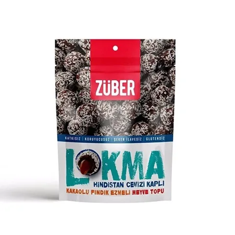 Kokosnussüberzogene Fruchtbällchen mit Haselnusscreme - 96g