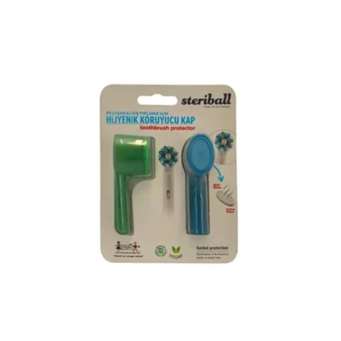 Steriball Hygienic Toothbrush Case for Battery-operated or Rechargeable Toothbrushes - Green and Blue