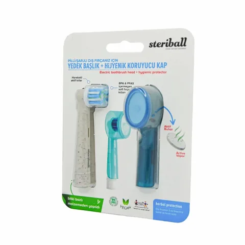 Replacement Head + Hygienic Protective Cap for your Streriball Rechargeable Electric Toothbrush