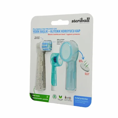 Replacement Head + Hygienic Protective Cap for your Streriball Rechargeable Electric Toothbrush