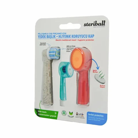Replacement Head + Hygienic Protective Cap for your Streriball Rechargeable Electric Toothbrush