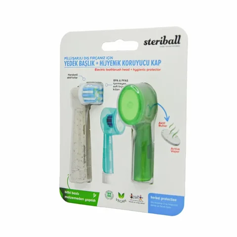 Replacement Head + Hygienic Protective Cap for your Streriball Rechargeable Electric Toothbrush