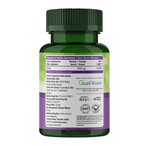 Nature's Supreme Biotin Food Supplement 60 capsules