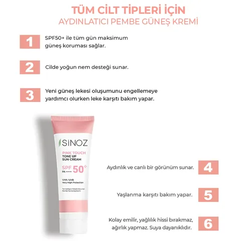 Sinoz SPF50+ Tone-Evening PA++++ Pink Sunscreen 50 ml