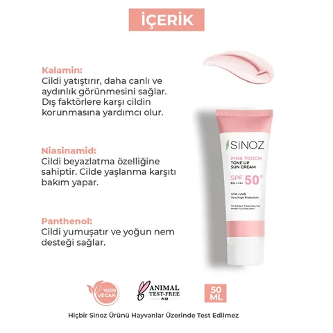 Sinoz SPF50+ Tone-Evening PA++++ Pink Sunscreen 50 ml