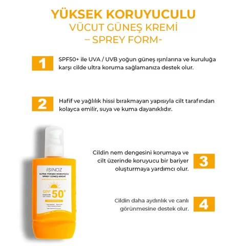 Sinoz Ultra High Protective & Moisturizing Spray Sunscreen 50+SPF 200 ml