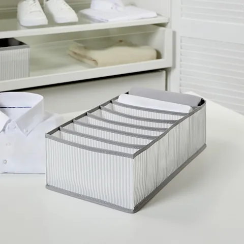 Schubladenorganizer mit 7 Fächern in Grau gestreift von Ocean Home