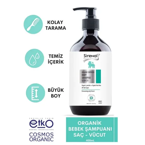 Sirenol Organic Baby Hair Body Shampoo 400 ml