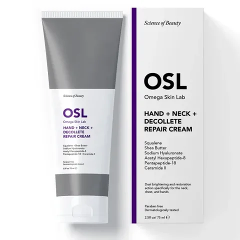 Osl Omega Skin Lab كريم أوسل أوميجا سكين لاب لإصلاح اليدين والرقبة ومنطقة الصدر 75 مل