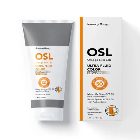 Osl Omega Skin Lab أو إس إل كريم أوميجا سكين لاب ألترا فلويد كولور واقي من الشمس بعامل حماية 50+ 50 مل بني