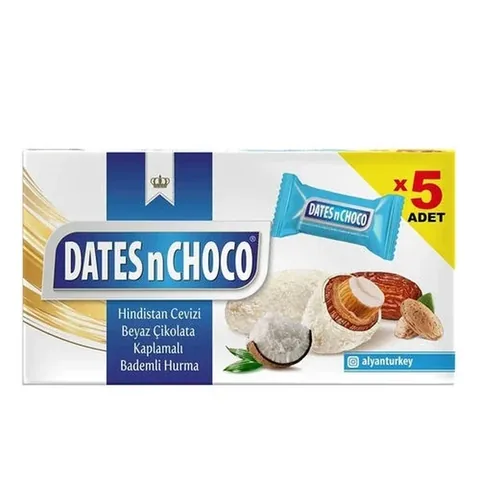 Datteln in Schokolade mit Kokosnuss und weißer Schokolade 90g