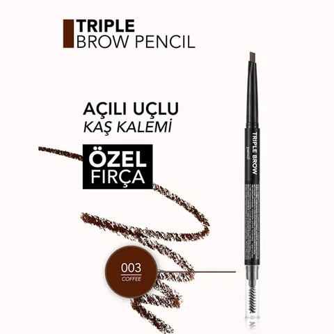 Flormar Triple Brow Brush And Powder Head Eyebrow Pencil 003 coffee