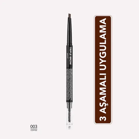Flormar Triple Brow Brush And Powder Head Eyebrow Pencil 003 coffee