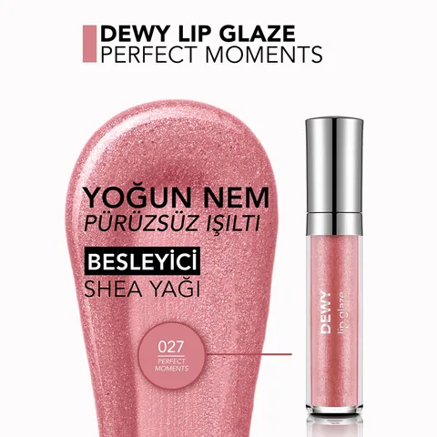 Flormar Dewy Lip Glaze 027 - Feuchtigkeitsspendender Gloss, Strahlender Glanz