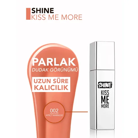 Flormar Shine Kiss Me More Long Lasting &amp; Shiny Finish Liquid Lipstick 002 aprct Marmlde