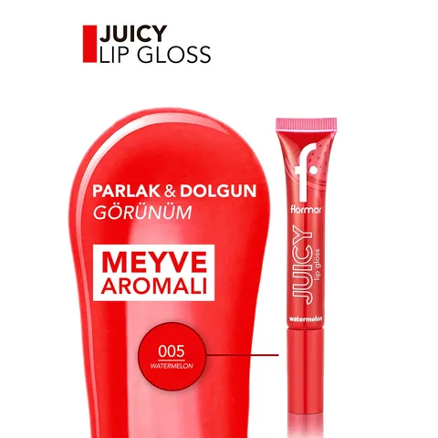 Flormar Juicy Natural Coloring Fruit Flavored Moisturizing Lip Gloss 005 watermelon