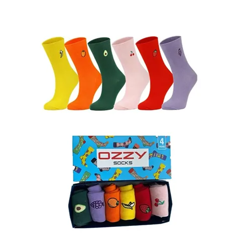 Ozzy Socks Women 6-pack Fruit Embroidered Socks 36/40