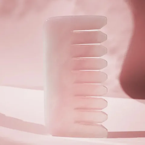 Pelcare Rosenquarz Haarkamm & Massagestein für die Kopfhautpflege